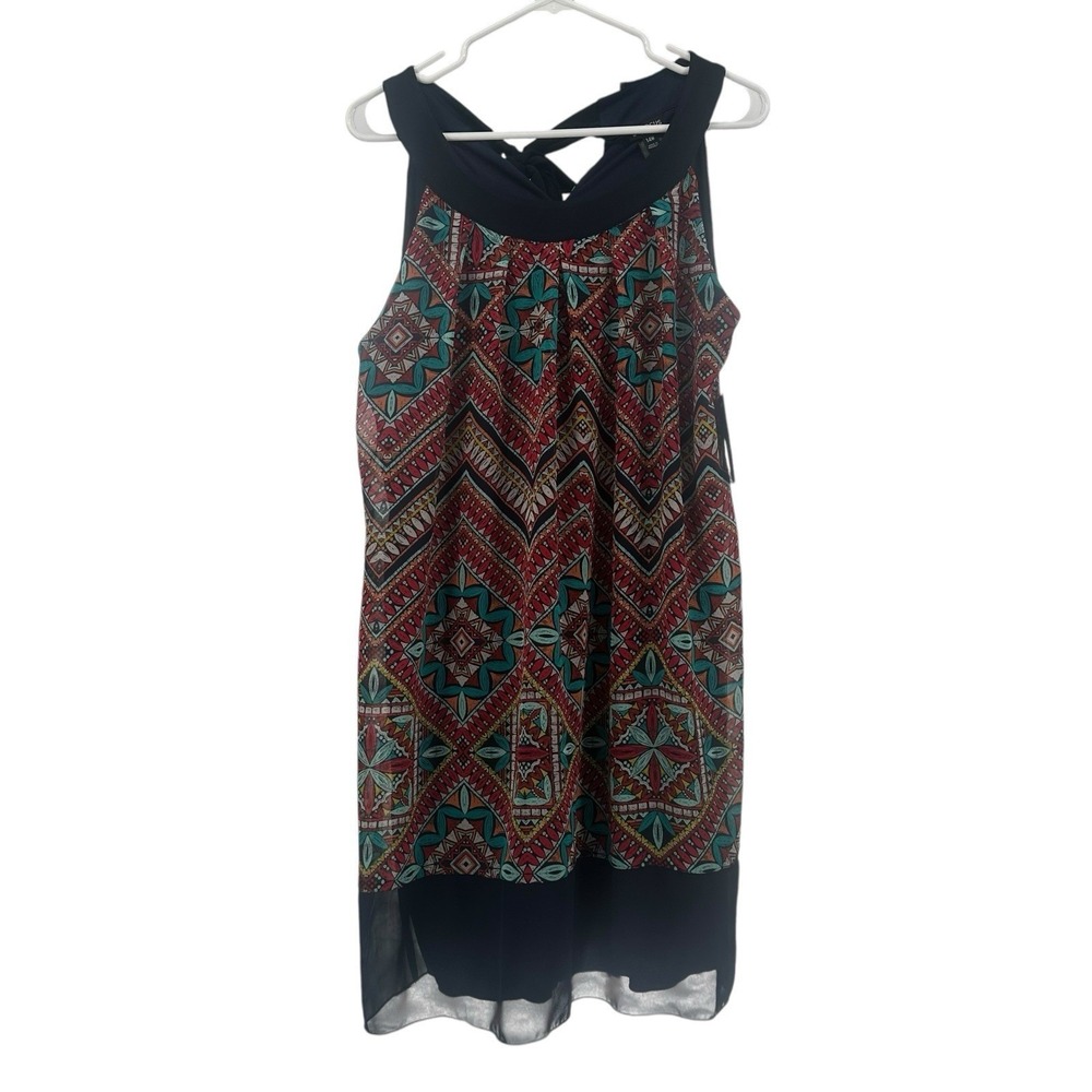 En Focus Studio Womens Geometric Blouson Dress Sleeveless Multicolor 14W 913779